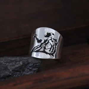 Anillo de dedo Michael Jackson de plata fina 999 hecho a mano joyería artesanal - Imagen 1 de 23