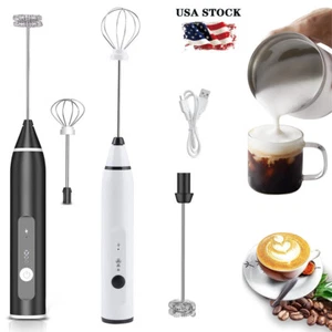 Handheld Coffee Milk Frother Electric Whisk Beater Foam Maker USB Rechargeable - Picture 1 of 9