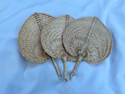 3件装编织手扇心形家居装饰壁挂泰国手工艺品 — 第 1/4 张图片