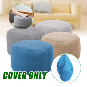 Bean Bag Ottoman Footrest Cover Footstool Round Stool Chair Cover Seat No Filler