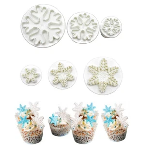 6X Snowflake Mould Sugar Craft Fondant Cake Cookie Decor DIY Mold Cutter Plunger - Picture 1 of 10