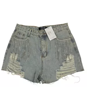 Blaue B My Time to Shine Strass Fransen Shorts GRÖSSE LARGE neu mit Etikett! - Bild 1 von 4