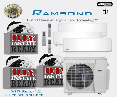 Ramsond Multi Zone 27K BTU + 3 x 9k BTU suporte de parede com kit de instalação de 25 pés - Imagem 1 de 4