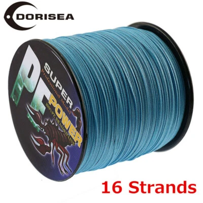 DORISEA 16 Strands 100M-2000M 20lbs-500lbs Blue Hollow pe Dynema Braided Fishing Line