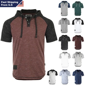ZIMEGO Herren Henley mit Kapuze Kurzarm | Activewear, Freizeit Athleisure - Bild 1 von 55