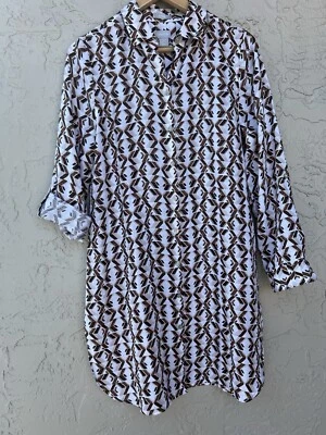 Nuevo Vestido Camisa Chicos Sin Hierro Estampado Abotonada Talla 0 4 US Marrón/Blanco Foto 1 de 4