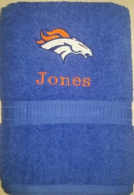 PERSONALIZADO DENVER BRONCOS FÚTBOL BORDADO AZUL TOALLA DE BAÑO GIMNASIO Foto 1 de 2