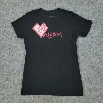 Camisa Volcom Niña Grande Negra Logo Deletreado Gráfico Camiseta Cuello Redondo Manga Corta Foto 1 de 4