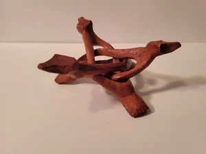 Wood Tripod Stand 4" - Carved from a single piece of wood - for tabletop display - Picture 1 of 4