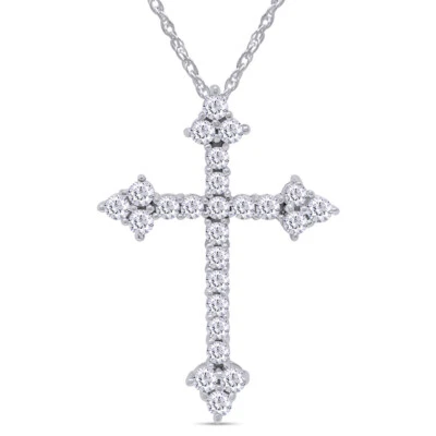 Colgante Cruz 4/5 Quilates Creado en Laboratorio Zafiro Blanco Chapado en Oro 14K 18" $91.91 Foto 1 de 4