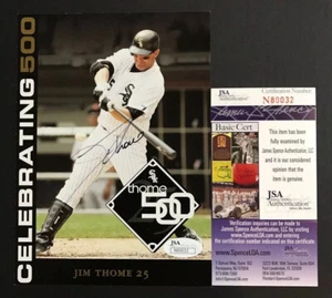 Jim Thome Signed Postcard 500th Homerun Chicago White Sox Baseball Autograph JSA - Picture 1 of 3