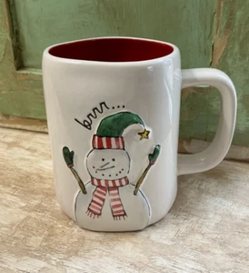 Rae Dunn “Brrr…” Winter Snowman Mug 16 oz, Red Interior Hot Cocoa & Coffee Ready - Picture 1 of 6