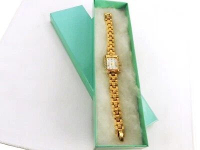 Reloj Earnest Jones (EJ) para dama, tono dorado, gemas circonita cúbica, correa de eslabones, funciona, JWL-310 Foto 1 de 4