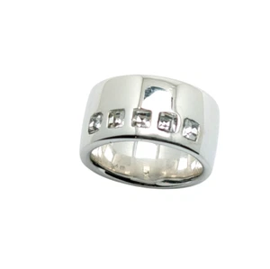 Ring massiv schwer Silber 925, Gr. 58 fünf weiße Steine - Bild 1 von 3