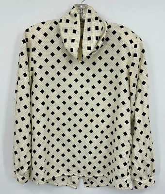 Blusa de Colección Jones New York Para Mujer Pequeña Diamante Paisley Botón Capucha Clásica Foto 1 de 4