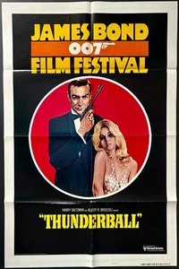 Thunderball ORIGINAL US One Sheet Movie Film Poster James Bond Festival 1975 - Picture 1 of 10