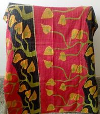 Kantha Reversible Gudari Blanket Quilt Indian Cotton Bedding Bedspread Blanket