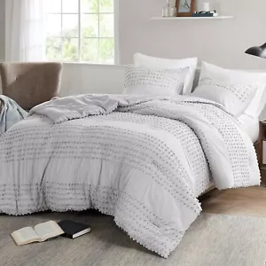 Comfort Spaces Cotton Comforter Set Jacquard Pom-Pom Tufts Design, Down Alter... - Picture 1 of 8