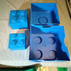Lego Lot 3 Blue Lego Storage Boxes 853235 Organizer Nesting B45 