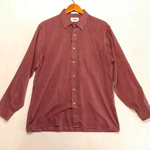 The Fox Herren LS Hemd Gr.L / Burgund Streifen Einnadel / Vintage / JC Penney - Bild 1 von 9