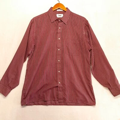 The Fox Mens LS Shirt Sz.L/Burgundy Stripe Single Needle/Vintage/JC Penney  - Image 1 of 4