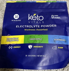 Keto Vitals Electrolyte Powder 30 On The Go Sticks Wellness Assorted - Picture 1 of 2