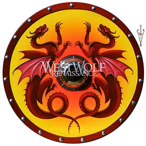 Handbemaltes Wikinger Doppeldrachenschild --- sca/larp/gotisch/nordisch/himmelsrand/rüstung - Bild 1 von 5