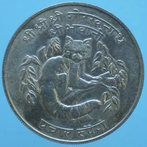 NEPAL BIRENDRA BIR BIKRAM 50 RUPIEN VS 2031 RED PANDA SILBER SILVER COIN FDC - Bild 1 von 2