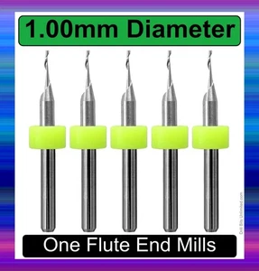 1.0mm 1 Flute End Mill 1/8" Shank Square End Up Cut 5 PCS Aluminum Copper uro101 - Picture 1 of 4