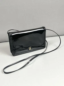 Vintage Jay Herbert Black Smooth Patent Leather Crossbody Handbag - Picture 1 of 23