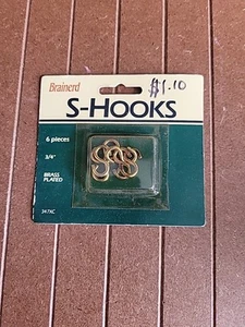 Vintage 3/4” S-Hooks. 6 Pieces. Brainerd Mfg. New Old Stock. 347XC - Picture 1 of 4