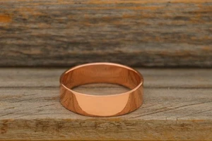 Pure Uncoated Solid Therapy Copper Ring for Unisex Jewelry, Flat Wide Band Gift - Picture 1 of 4