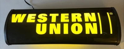 "LETRERO DE LUZ ELÉCTRICA ENCHUFABLE WESTERN UNION - NEGRO, LETRAS DORADAS - 25"" - FUNCIONANDO" Foto 1 de 4