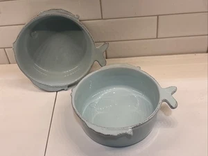 Menge 2 Capri von Artimino Italienische Fischschalen 5 3/4" Handgefertigt Steingut Aqua - Bild 1 von 6