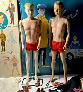VHTF Mattel Ken Doll Lot 1961–64 Flocked & Painted Hair + Box, Case & Clothes - Picture 1 of 23
