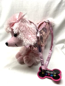 Poochie & Co Pink & White Sequined 12" Plush Poodle Purse w Shoulder Strap - Picture 1 of 7