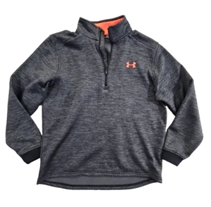 Under Armour Shirt Men Medium Coldgear Black Red Loose Quarter Zip Pullover Logo - Picture 1 of 16