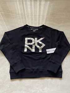 DKNY Sport Womens Black Silver Logo Sweatshirt Size Small - Picture 1 of 2