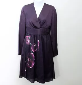 Altuzarra x Target Langarm Orchidee Faux Wickel Satin A-Linie Kleid Gr. 2 Lila - Bild 1 von 6