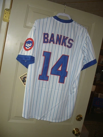 ERNIE BANKS #14 Cubs Mitchell & Ness CoopersTown Jersey White Sewn Authentic NWT Cover
