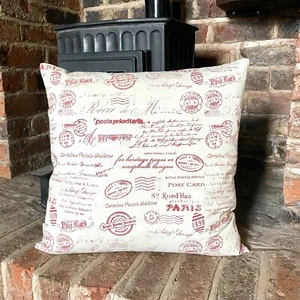114. Handmade Red Post Card 100% Cotton Cushion Cover. Various sizes - Picture 1 of 2