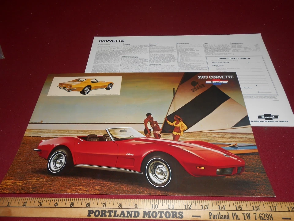 Chevrolet Corvette 1973 11x17 póster original/folleto/hoja de especificaciones Vette '73' Foto 1 de 1