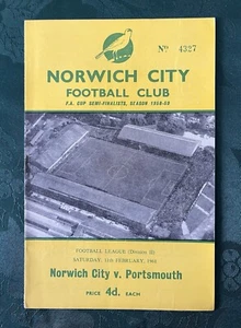 Football Programme - Norwich City v Portsmouth - Div II - 11th February 1961 - Picture 1 of 3