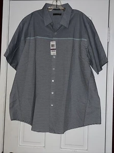 NEW MENS ALFANI BIG TALL LUCKY BLUE STRIPE COTTON BUTTON FRONT SHIRT 2XB - Picture 1 of 7