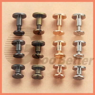 Flat Belt Screw Leather Craft Nail Brass Solid Rivet Stud Heads 6 8 9 10 12mm - Image 1 of 4
