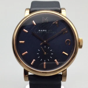 Marc By Marc Jacobs Baker Watch Women 36mm Rose Gold Tone Black Band New Battery - Picture 1 of 16