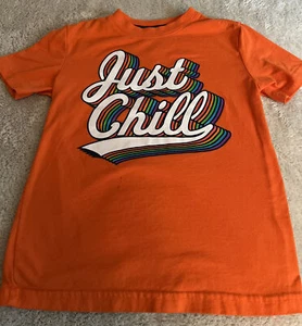 Camisa Wonder Nation Boys Naranja JUST CHILL Arco Iris Retro Mangas Cortas 4-5 - Imagen 1 de 7