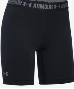NEW! UNDER ARMOUR [S] Women's HeatGear 7.'' LONG Yoga/Run Shorts-Black 1271782 - Picture 1 of 3