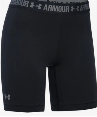 NEW! UNDER ARMOUR [S] Women's HeatGear 7.'' LONG Yoga/Run Shorts-Black 1271782 - Image 1 of 3