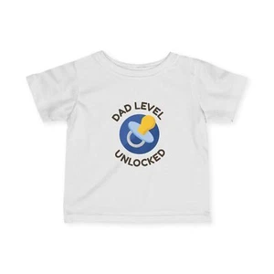 Dad Level Unlocked Infant Tee, Baby T-Shirt, New Dad Gift, Cute Baby [...] - Picture 1 of 4